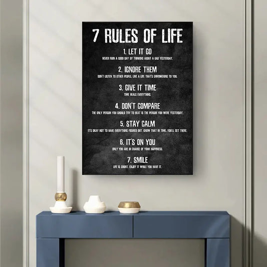 7 Rules of Life Motivational Poster - HD Canvas Print