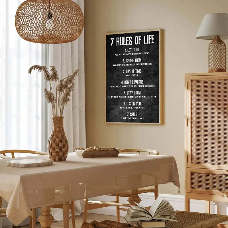 7 Rules of Life Motivational Poster - HD Canvas Print