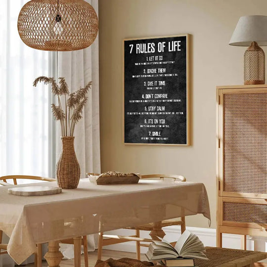 7 Rules of Life Motivational Poster - HD Canvas Print