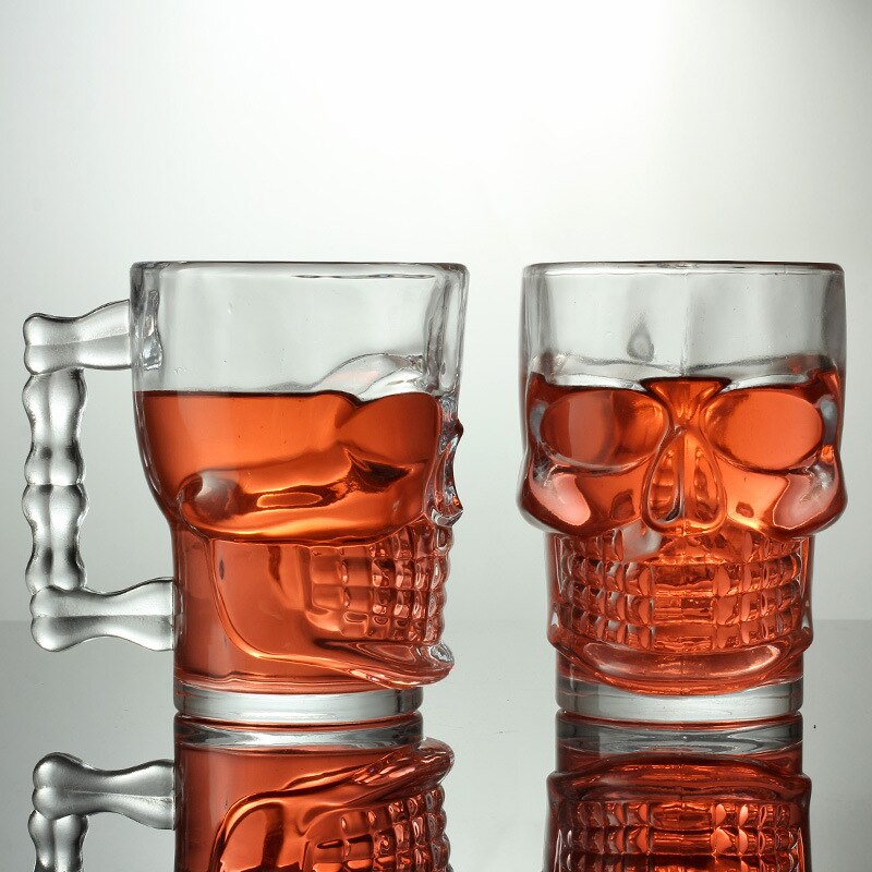 500ml Skull Face Glass Mug for Bar and KTV