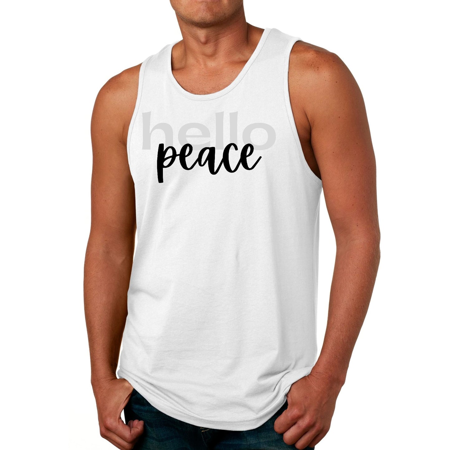 Mens Fitness Tank Top Graphic T-shirt Hello Peace Motivational
