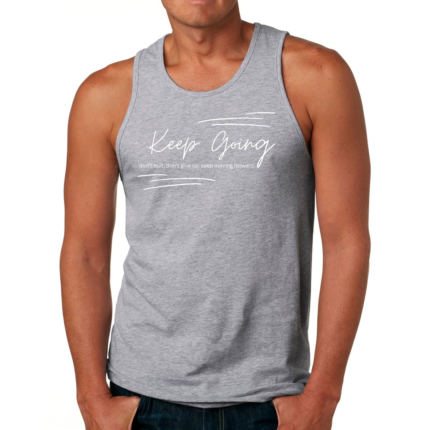 Mens Fitness Tank Top Graphic T-shirt Keep Going Don't Give Up -