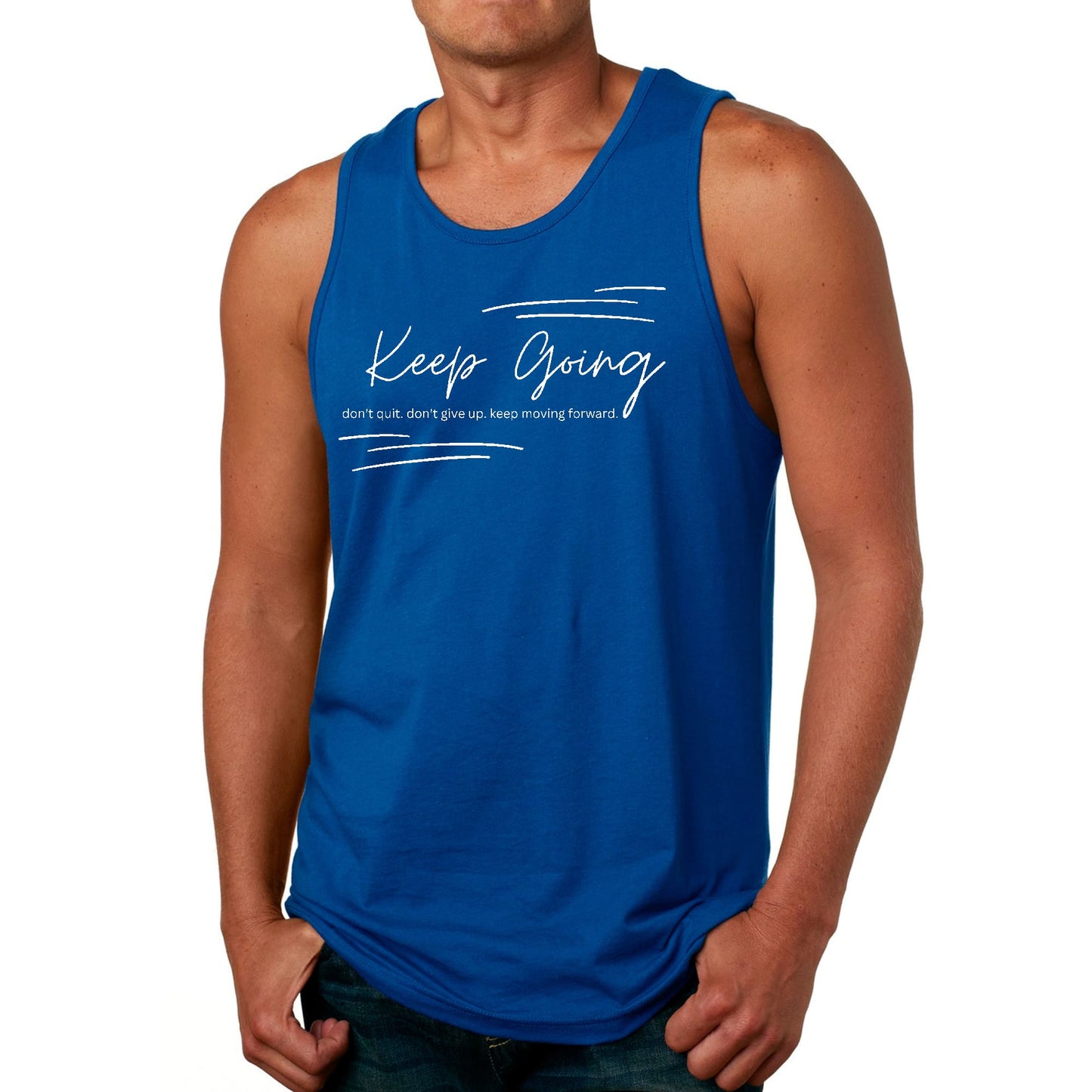 Mens Fitness Tank Top Graphic T-shirt Keep Going Don't Give Up -